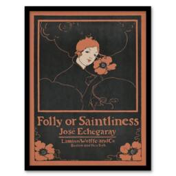 "Artery8 Folly or Saintliness Novel Book Cover Vintage Framed Wall Art Print Reed in Black - Size: W12"" x H16""" - thumbnail 1