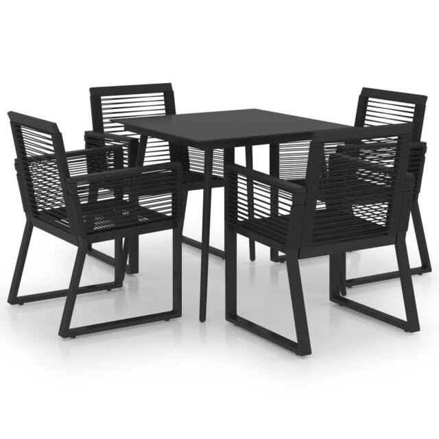 Berkfield Home 5 Piece Outdoor Dining Set PVC Rattan Black - image 1