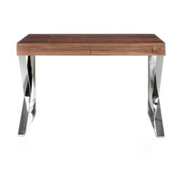 Angel Cerda Walnut Veneer Desk with Chrome-Plated Steel Legs in Brown - thumbnail 2