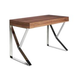 Angel Cerda Walnut Veneer Desk with Chrome-Plated Steel Legs in Brown