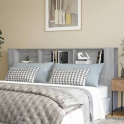 Berkfield Home Headboard Cabinet Grey Sonoma 220x18.5x104.5 cm - thumbnail 2