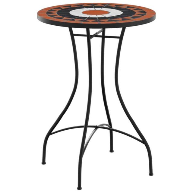 Berkfield Home Mosaic Bistro Table Terracotta & White √ò50x70 cm Ceramic in Orange - Size: 50x70 cm - image 1