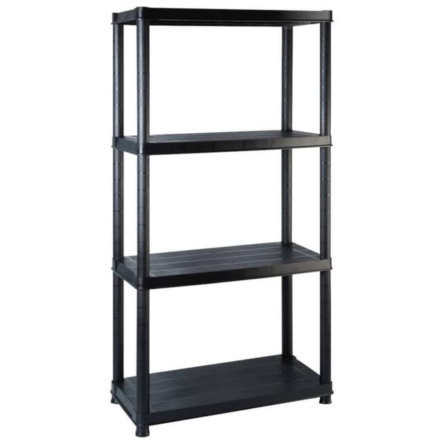 Berkfield Home Storage Shelf 4-Tier Black 183x30.5x130 cm Plastic - image 1