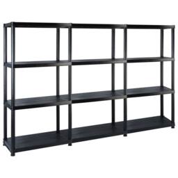Berkfield Home Storage Shelf 4-Tier Black 183x30.5x130 cm Plastic - thumbnail 2