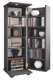 VCM Wood CD DVD shelf lockable Engalo L in Dark Grey - thumbnail 7