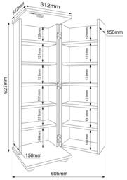 VCM Wood CD DVD shelf lockable Engalo L in Dark Grey - thumbnail 6