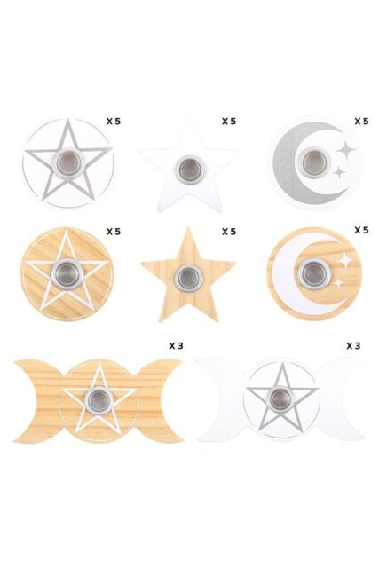 KDMD Set of 36 Mixed White & Natural Spell Candle Holders in Brown