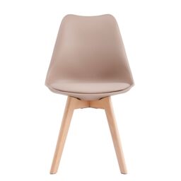 MCC Direct Set of 6 Dining Chairs with Solid Wooden Legs & Seat Cushions Eva in Brown - thumbnail 2