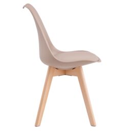 MCC Direct Set of 6 Dining Chairs with Solid Wooden Legs & Seat Cushions Eva in Brown - thumbnail 4
