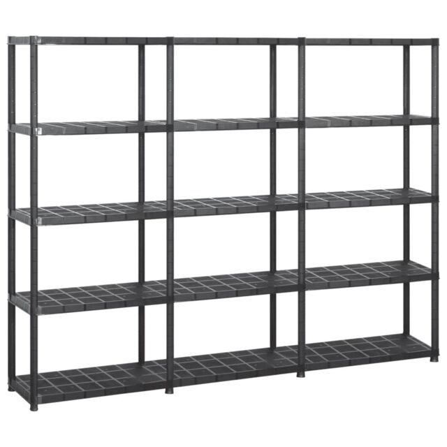 Berkfield Home Storage Shelf 5-Tier Black 213x38x170 cm Plastic - Size: 213 x 38 x 170 cm - image 1