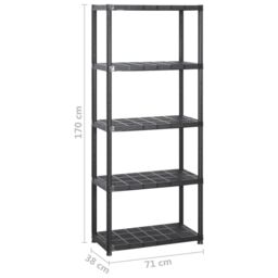 Berkfield Home Storage Shelf 5-Tier Black 213x38x170 cm Plastic - Size: 213 x 38 x 170 cm - thumbnail 5