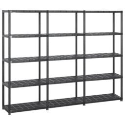 Berkfield Home Storage Shelf 5-Tier Black 213x38x170 cm Plastic - Size: 213 x 38 x 170 cm - thumbnail 1