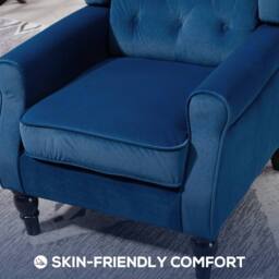 Wyld Haus Topano Blue Velvet Feel Wingback Accent Armchair Diamond Button Tufted - thumbnail 6