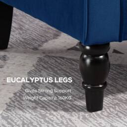 Wyld Haus Topano Blue Velvet Feel Wingback Accent Armchair Diamond Button Tufted - thumbnail 7