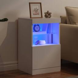 Berkfield Home Sideboard with LED Lights White 41x37x67 cm - Size: 41 x 37 x 67 cm - thumbnail 4