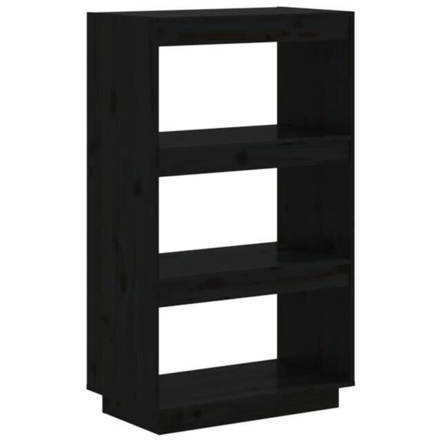 Berkfield Home Book Cabinet/Room Divider Black 60x35x103 cm Solid Wood Pine - Size: 60 x 35 x 103 cm - image 1