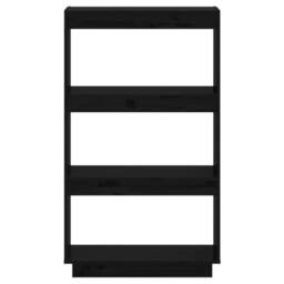 Berkfield Home Book Cabinet/Room Divider Black 60x35x103 cm Solid Wood Pine - Size: 60 x 35 x 103 cm - thumbnail 5
