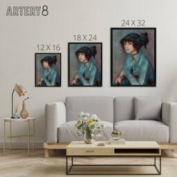 "Artery8 The Brunette Woman Portrait Glackens Framed Canvas Wall Art Print - Size: W12"" x H16""" - thumbnail 4