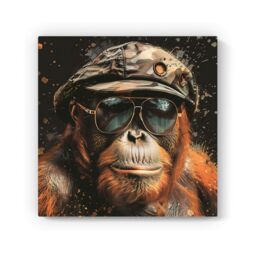"Warren Reed - Designer Cool Orangutan Canvas in Brown - Size: W16"" x H16""" - thumbnail 2