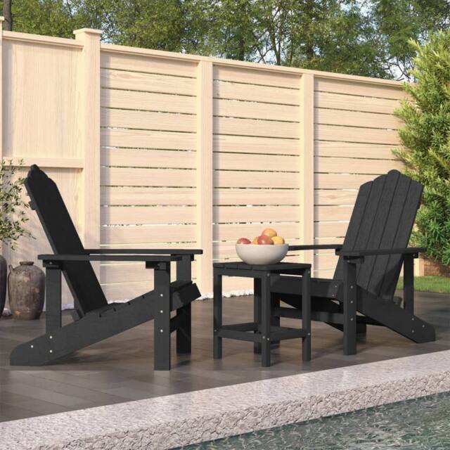 Berkfield Home Garden Adirondack Chairs with Table HDPE Anthracite in Black - image 1