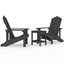 Berkfield Home Garden Adirondack Chairs with Table HDPE Anthracite in Black - thumbnail 2