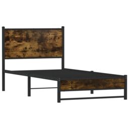 Berkfield Home Metal Bed Frame without Mattress Smoked Oak 90x200 cm in Brown - thumbnail 3