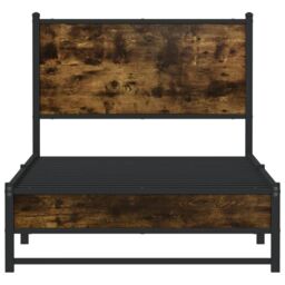 Berkfield Home Metal Bed Frame without Mattress Smoked Oak 90x200 cm in Brown - thumbnail 5