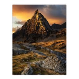 "Artery8 Tryfan Mountain Peak Summit Snowdonia Wales Wall Art Print in Brown - Size: W12"" x H16""" - thumbnail 1