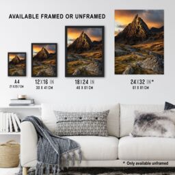 "Artery8 Tryfan Mountain Peak Summit Snowdonia Wales Wall Art Print in Brown - Size: W12"" x H16""" - thumbnail 3