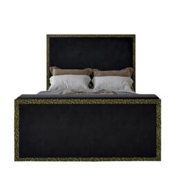 HOB Furniture Washington Metal Tv Bed, Luxury French Velvet, Black - Size: Super King - thumbnail 5