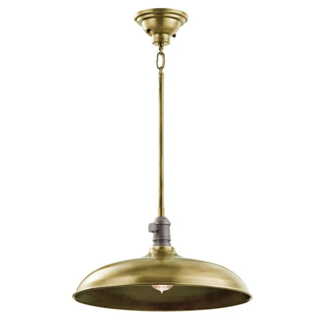 Loops 1 Bulb Ceiling Pendant Light Fitting Natural Brass LED E27 60W Bulb in Metallics