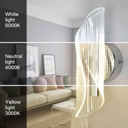EONLION LED Indoor Wall Light 3-Colour Bedside Wall Lamp Modern Bedroom in White - thumbnail 3