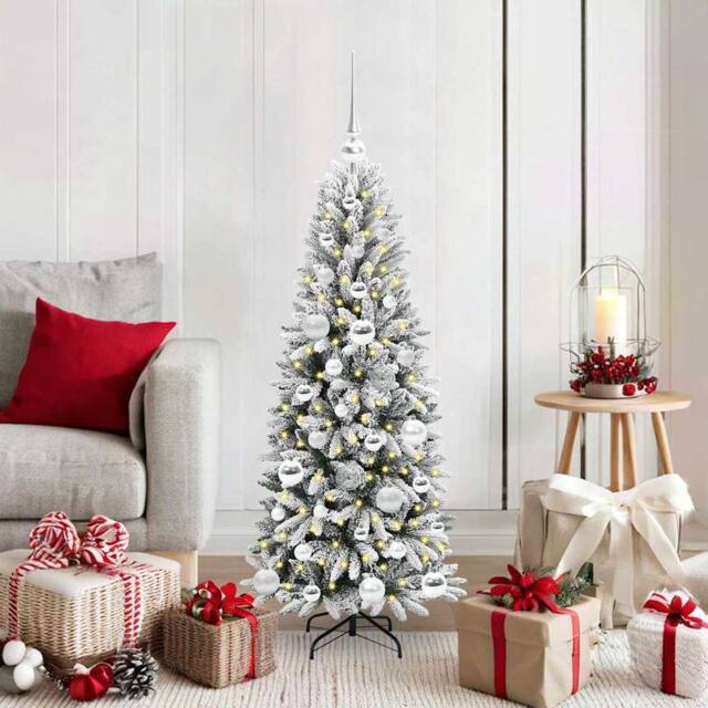 Berkfield Home Artificial Christmas Tree with 150 LEDs White 53 x 53 x 120 cm - image 1