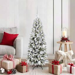 Berkfield Home Artificial Christmas Tree with 150 LEDs White 53 x 53 x 120 cm - thumbnail 1