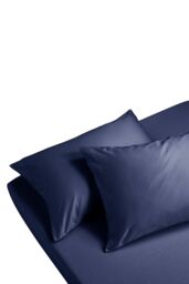 CHRISTY 400TC Luxury Cotton Sateen Plain Dye King Pillowcases Pair in Navy - thumbnail 2