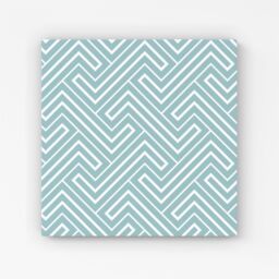 "Warren Reed - Designer Blue & White Geometric Pattern Canvas in Green - Size: W16"" x H16""" - thumbnail 1