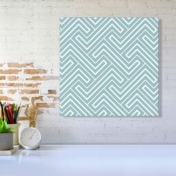"Warren Reed - Designer Blue & White Geometric Pattern Canvas in Green - Size: W16"" x H16""" - thumbnail 2
