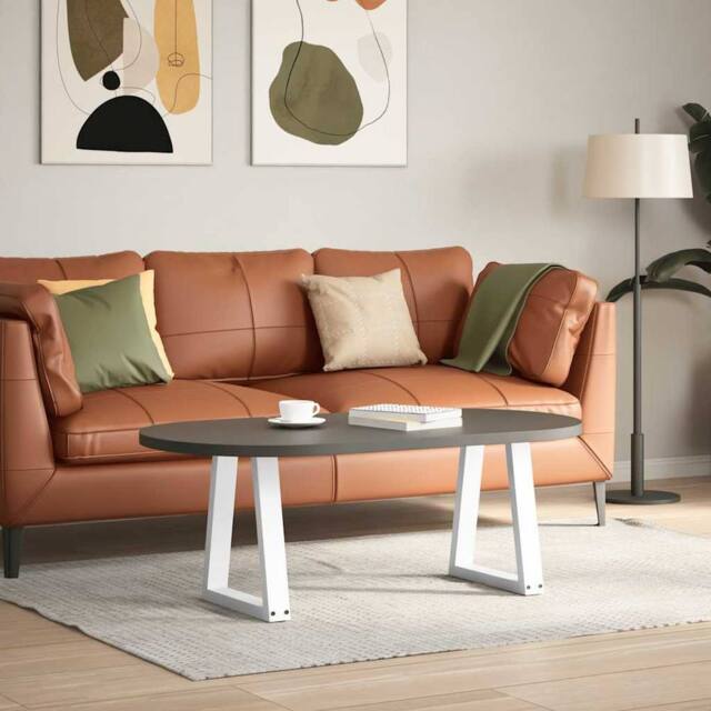 Berkfield Home Dining Table Legs V-Shape 2 pcs White 28x(42-43.3) cm Steel - image 1