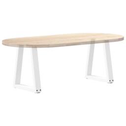 Berkfield Home Dining Table Legs V-Shape 2 pcs White 28x(42-43.3) cm Steel - thumbnail 8