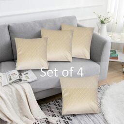 Luxury Living Luxurious Textured Velvet Cushions Set of 4 - Soft Plush Fibre Pads, Vibrant Colours for Sofa & Bed Décor in Cream - Size: 45 cm x 45 cm - thumbnail 5