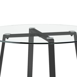 Living and Home 5pcs Dining Table Set of 4 Modern Faux Leather Dining Chairs and Tempered Glass Table in Black - thumbnail 4