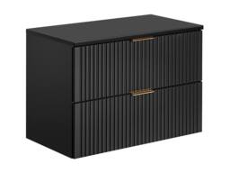 Vente-unique Fluted Wall-Hung Bathroom Unit With Countertop Basin & Tall Unit in Black - thumbnail 7