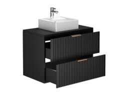 Vente-unique Fluted Wall-Hung Bathroom Unit With Countertop Basin & Tall Unit in Black - thumbnail 6
