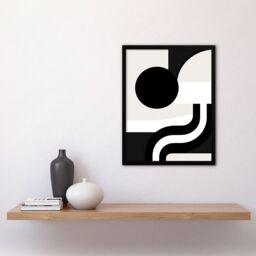 Artery8 Wall Art Print Abstract Geometric Black White Minimalist Curves Shapes Framed Art - Size: A4 - thumbnail 4