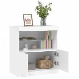Berkfield Home Sideboard with LED Lights White 60x37x67 cm - Size: 60 x 37 x 67 cm - thumbnail 5