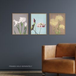Artery8 Set of 3 Vintage Japanese Floral Botanical Flowers Wall Art Prints - Size: A3 - thumbnail 2