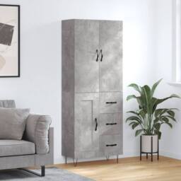 Berkfield Home Highboard Concrete Grey 69.5x34x180 cm Engineered Wood - thumbnail 2