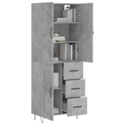 Berkfield Home Highboard Concrete Grey 69.5x34x180 cm Engineered Wood - thumbnail 3