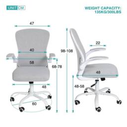 VOGREX Grey Mesh Ergonomic Office Chair Swivel Rocking Desk Armchair - thumbnail 2