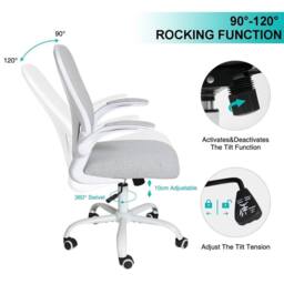 VOGREX Grey Mesh Ergonomic Office Chair Swivel Rocking Desk Armchair - thumbnail 3
